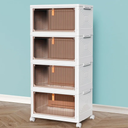 CTSNSLH 4 Tier Plastic Storage Bins and Boxes Organizer - Stackable with Lids for Bedroom, Living Room, Office - Foldable Containers