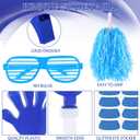 Realspring 148 Pcs Colleges Team Spirit Items Bulk University Team Spirit Week Accessories, Hand Clapper Noisemaker Whistle Cheerleading Pom Poms Shutter Glasses Sticker for Sports