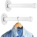 Sumnacon 2 Pcs 8 Inch Industrial Pipe Clothes Bar - Heavy Duty Rustic Metal Coat Hanger with Screws,Wall-Mounted Garment Holder Rack for Bedroom Bathroom Wardrobe Boutique Clothing Store, White