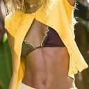 ZAFUL Women's Short Sleeve Shirt Crew Neck Button Down Cardigan T-Shirt Slim Fit Y2K Going Out Casual Fashion Tops (X-Large, 0221-yellow)