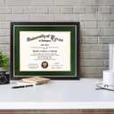GMFrames 11x14 Wood Diploma Frame with Green Mat or Display 14x17 Certificates without Mat,UV Protection Acrylic,Rustic Black Finish with Gold Trim