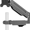 suptek Single Monitor Arm, Full Motion Pneumatic Pole Mount Arm for 17 to 32 inch Monitor Screens, Support Weight up to 22lbs,75mm and 100mm VESA Plate, Black