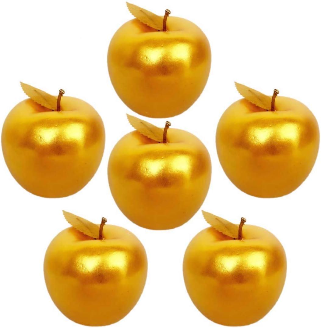 6 Pcs Golden Apples Artificial Golden Fruit Crafts Gold Apples for Home Decoration Christmas Décor