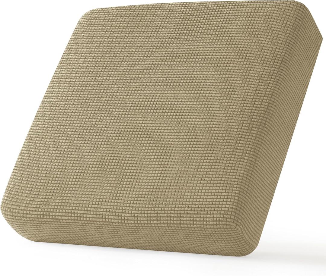 CHUN YI Stretch Chair Couch Cushion Cover for Armchair, Individual Sofa Seat Cushion Covers for Chairs, Slipcover Replacement with Spandex Jacquard Fabric (Small, Khaki)