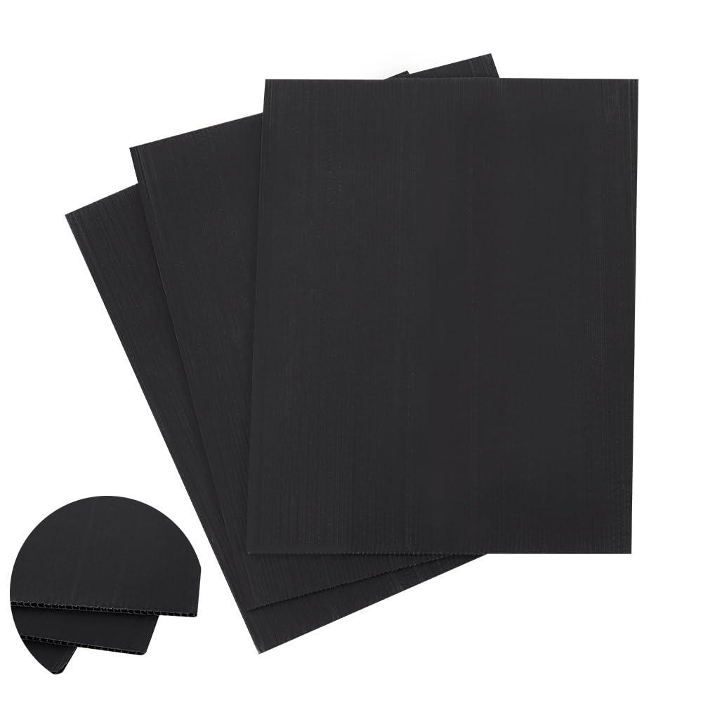 AHANDMAKER 3 Pcs Black Corrugated Plastic Sheets, 12x15.7 Inch Blank Yard Signs, 3mm Thick Corrugated Poster Board for DIY Crafts, Indoor and Outdoor Party Decor