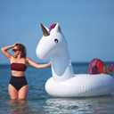 TURNMEON 102" Giant Unicorn Pool Float Inflatable Summer Beach Float Swimming Pool Party Toys Ride-on Lounge Raft Water Pool Floatie for 2-4 Multi Players Adults Lake Floats, Flamingo/Unicorn