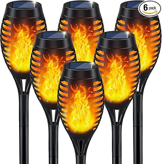 IkeeRuic Solar Lights Outdoor, Solar Torch Light with Flickering Flame for Garden Decor, Solar Garden Lights, Waterproof Outdoor Lighting, Flame Torches for Outside Patio Pathway Yard Decorations