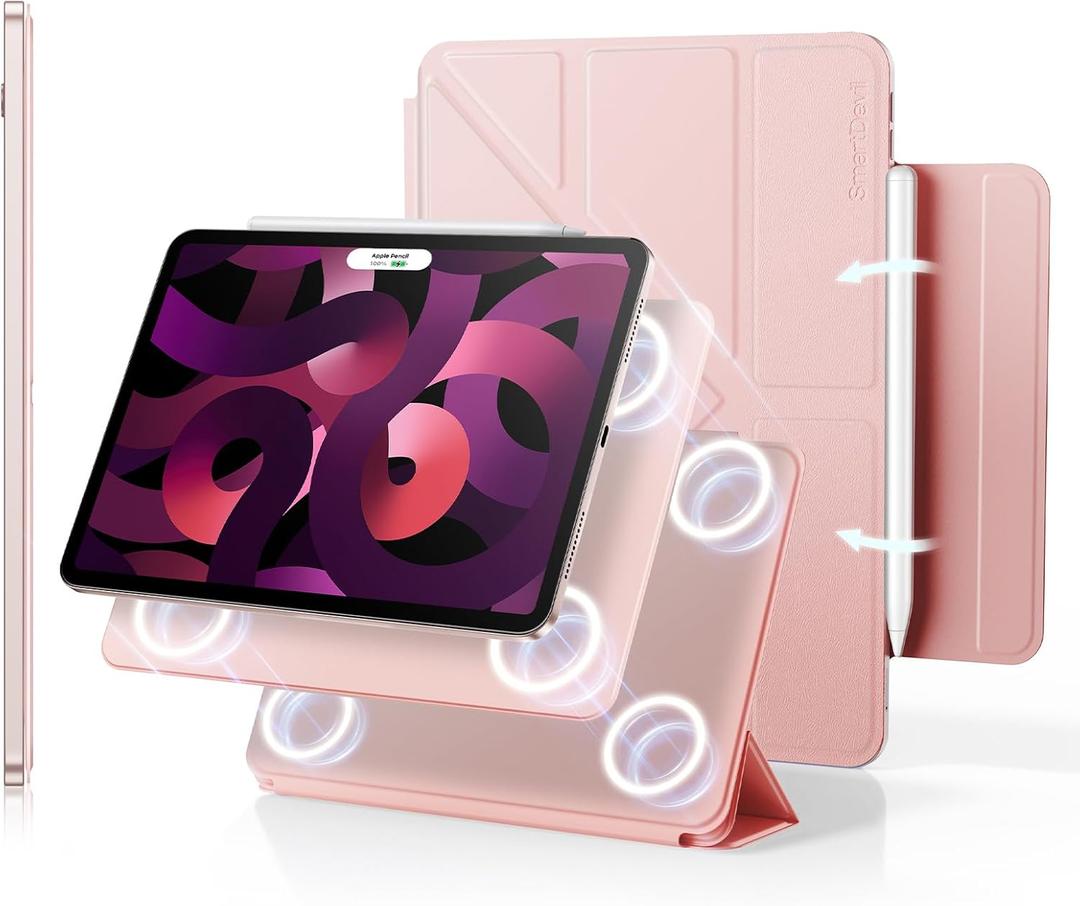 SMARTDEVIL Magnetic Case for iPad 2022/2021/2020/2018 (11"/10.9"), Lightweight Shockproof Protective Tablet Case Cover with Pencil Holder, Auto Wake/Sleep, 5 Standing Angles, Pink