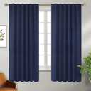 BGment Rod Pocket and Back Tab Blackout Curtains for Bedroom - Thermal Insulated Room Darkening Curtains for Living Room, 2 Window Curtain Panels (52"W x 63"L (Pack of 2), Navy Blue)