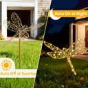 Lomotech Solar Garden Lights - 18" 240 Leds Foldable Outdoor Dragonfly Garden Decor, Waterproof Larger Outdoor Solar Lights with Iron for Garden Patio Yard Lawn Pathway Decorations (Warm White)