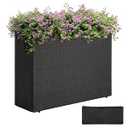 IDZO All Weather Wicker Planter Raised Garden Bed, Set of 2 24 in Tall Round Rattan Flower Pots, Durable Self-Watering Indoor Outdoor Wicker Planters for Porch Patio Balcony