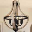 4-Light Farmhouse Dining Room Light Fixture, Adjustable Height Hanging Wood Vintage Pendant Lights for Kitchen Island Hallway Foyer Entryway Breakfast Area Bedroom