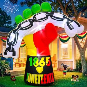 KOOY 6FT Juneteenth Decoration, Inflatable Unshackled Fist Decoration, with LED Lights Blow Up for Juneteenth African American Party Garden Yard Lawn Decor