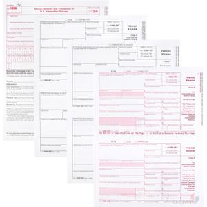 1099 INT Tax Forms 2024 Interest Income Set, 4 Part 25 Pack, Great for QuickBooks and Accounting Software 25 Laser Form Sets for Interest Income, 1099-INT 2024