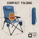 Portal Reclining Camping Chair with Adjustable Back Folding Camp Recliner for Adults Portable High Back Oversized, 350LBS (Blue), Large