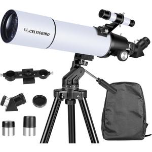 Telescope for Adults High Powered, 80mm Aperture 600mm Telescopes for Adults Astronomy, Travel Telescopio for Beginners with AZ Mount, Backpack, Phone Adapter, Moon Filter (80600white)