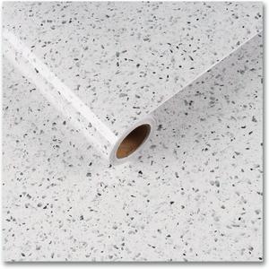 CRE8TIVE Granite Contact Paper 24"x118" White Granite Wallpaper Peel and Stick Countertops Self Adhesive Waterproof Marble Glossy Vinyl Paper Roll for Kitchen Bathroom Cabinets Counters Desk Decor