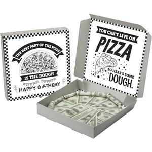 2 Pcs Money Box for Cash Birthday Money Pizza Box Gift 10 x 10 Inch Fun Pizza Gift Boxes for Surprise Holder Birthday Wedding Party (Cash Not Include)(Classic)