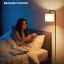 SIBRILLE Floor Lamp with Linen Shade, Dimmable Tall Standing Lamp with Remote Control & 3 Color Temperatures, Modern Corner Floor Lamps for Living Room Bedroom Office, 9W LED Bulb Included