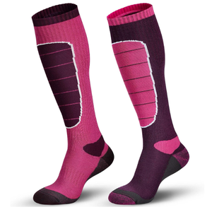 Hylaea Merino Wool Ski Socks, Cold Weather Socks for Snowboarding, Snow, Winter, Thermal Knee-high Warm Socks, Hunting (Medium, Purple, Pink  (3 Pairs))