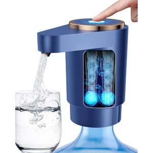 Water Bottle Pump, Portable Electric Water Dispenser Pump for 5 Gallon Bottles - USB Charging, Automatic Switch, Rechargeable Battery for Home Kitchen Room Camping, Blue