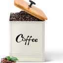 Airtight Coffee Canister-Coffee Container, Airtight 40 oz Large Iron Beige Storage Container for Coffee Grounds, Beans, Pods & More,Coffee Bar Accessories & Gifts