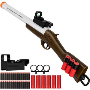 Toy Shotgun Shell Ejecting Soft Bullets, with 30 Bullets Perfect As a Birthday-Holiday for 6-12 Year Olds (Brown)