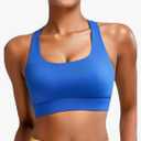 RUNNING GIRL High Impact Sports Bras for Women - Scoop Neck Strappy Sports Bra High Support Moulded Cup Workout Bra, Size L