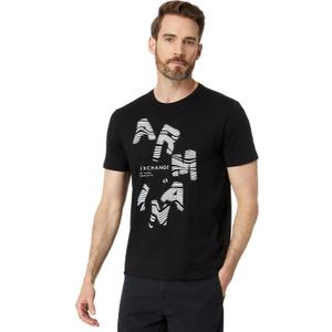 Armani Exchange Men's Regular Fit Pima Cotton Jersey Large Logo Tee (Black), Extra Small 