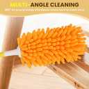 3 x SetSail Dusters for Cleaning Compatible with Swiffer Small Microfiber Duster Refills 4pcs Reusable Duster Refill with 1 Handle Washable Duster Cleaner Kit for Furniture, Car Interior, Blind (Orange)