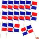 2 x 12Pcs Small Dominican Republic Flags on Wooden Stick Mini Dominican Flag Hand Held Flag Decorations,5x8 Inch