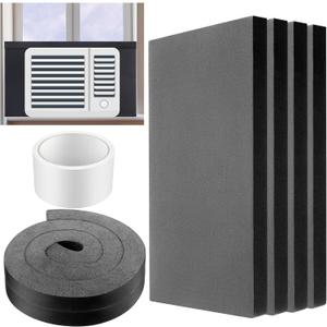 Pangda 4 Pcs 17 x 9 x 7/8 Inch Window Air Conditioner Insulated Foam Panels Insulation Winter Ac Side Surround Panels Kit with Top Seal Strip for Summer and Winter Indoor (Black)