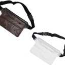fashion mania 2-Pack Waterproof Pouch with Adjustable Waist Strap, Waterproof Dry Bag, Keeps Cell Phones and Valuables Safe and Dry, Perfect for Kayaking, Beach, Camping and Swimming (Black + White)