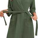 Ekouaer Robes for Women Waffle Knit Bathrobe Lightweight Kimono Robe Knee Length Loungewear with Pockets Large