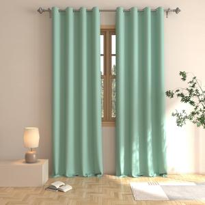 Room Darkening Curtains 92 inches Long Bedroom Light Green Window Curtain Panels Living Room Divider Patio Doorway Sliding Glass Door Grommet Top Thermal Insulated Drapes Basement 2 Panels 52"x92"