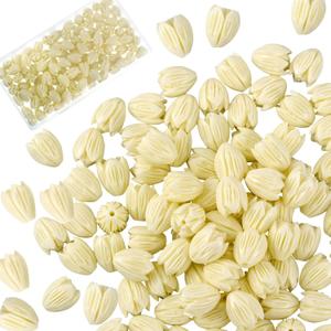 Hotop 100 Pcs Artificial Jasmine Flower Beads Coral Flower Shell Beads for Jewelry Making Necklace Bracelet Supplies Scrapbooking DIY Crafts Wedding Decors(Ivory, 11 x 8 mm)