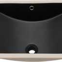 Undermount Bathroom Sink 20 x 14 inch Black Vessel Sink Rectangular | Modern Ceramic Rectangle Vanity Art Basin with Overflow