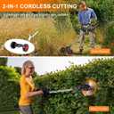 Cordless Weed Wacker with Wheels, 880W Battery Powered Weed Eater with 2 x 21V Batteries, 3-in-1 Electric Grass Trimmer & Brush Cutter with 5 Types Blades, Lightweight Weed Trimmer for Lawn & Garden