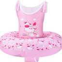 HeySplash Toddler Swim Vest for Age 3-6, Swim Trainer Vests with Adjustable Strap fit for Boys Girls 29-55lbs,Children Swimsuit, Floating Tubes Swim Aid Jackets,Beginner Learn to Swim Pool Floaties (B-Pink Unicorn)