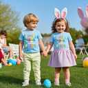 Easter Shirts for Boys Girls Toddler Kids Children Bunny Eggs Tractor Monster Truck Graphic Tees Outfit T-Shirt Top 2T-7T (Blue)