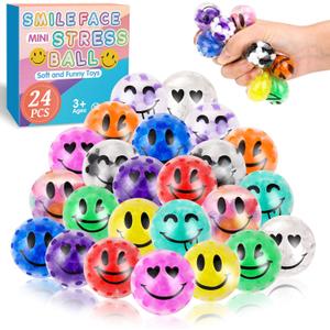 24Pack Fidget Stress Balls for Adults, Bulk Squishy Balls, Stress Relief Ball, Party Favors, Birthday Gift, Goodie Bag Stuffers