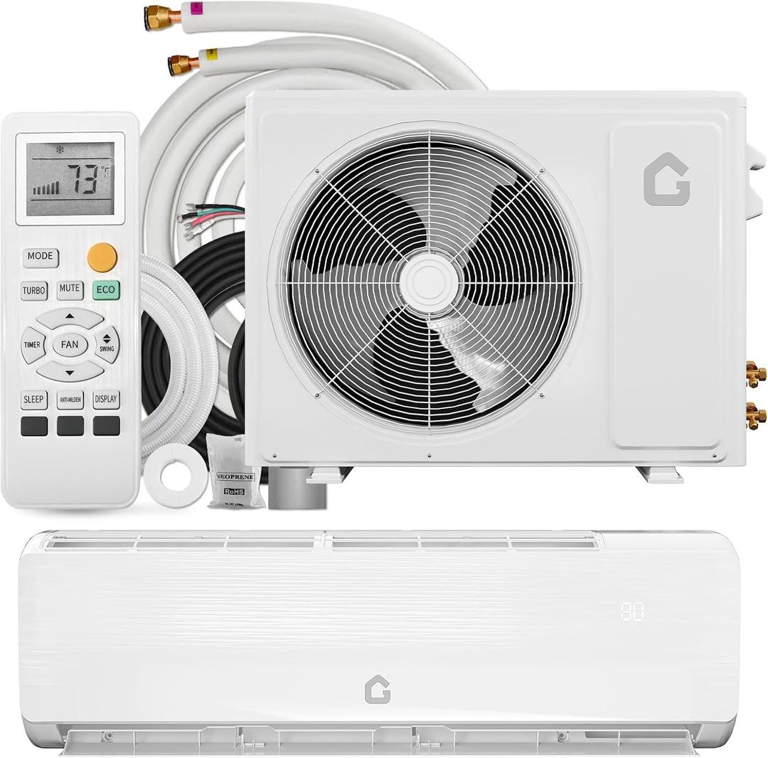 GarveeHome 12000 BTU Mini Split AC/Heating System, 19 SEER2 6-in-1 Inverter Split System Air Conditioners, Ductless Heat Pump Wall Mount AC Unit Cool Up to 750 Sq. Ft, Installation Kits, 115V