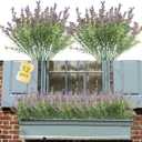 Coreland Fake Lavender Artificial Flowers - 12PCS Lavender Plants Shrubs for Wedding Bouquets Artificial Lavender Flowers Indoor Outdoor Faux Foliage Lifelike Fake Flowers for Decoration