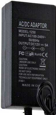 AC/DC ADAPTOR Switching Adapter MODEL:1250 INPUT:100-240V-50/60Hz OUTPUT:12V 5A FC ROHS CE