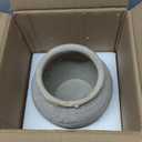 Briful Rustic Vintage Ceramic Pottery Vase, 6.1'' Farmhouse Table Decor with Distressed Texture, Wide Mouth Decorative Jar Vases for Home Decor, Shelf & Entryway, Cream White