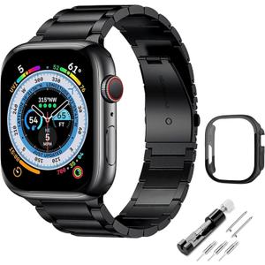 Compatible Apple Watch Bands with Case, Metal iWatch Band with Case for Apple Watch replacement band strap for men women Ultra 49mm Series 10 46mm 42mm
