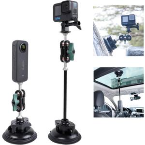 PellKing Camera Suction Cup Mount with Phone Holder and Action Camera Adapter Accessories for Insta360 X5,X4 X3, ONE X2, ONE RS, GoPro Hero 13 12 11 10 9 8 7 6 5 Max, DJI Action 5 4 3 2 etc
