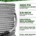 3/8" 4800PSI Pressure Washer Hose 100FT with Swivel Quick Connect for Cold/Hot Water Max 248F, Kink Resistant Steel Wire Braided, Wear Resistant Power Washer Hose with M22 14mm Adapter