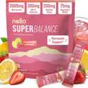 Nello Superbalance Hormonal Support Drink Mix, SRI-81 Shatavari, Myo-Inositol, Rhodiola Rosea, Vitamin C, Magnesium, Theobromine (20 Servings, Strawberry Lemonade)