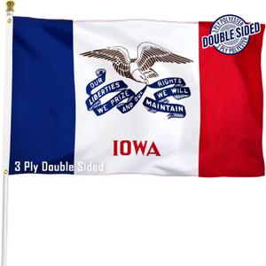 XIFAN Double Sided Iowa State Flag 3x5 ft, Heavy Duty 3 Ply Durable Polyester, IA Flag with Vibrant Print/4 Rows Hemming/Brass Grommets for Indoor Outdoor Decor